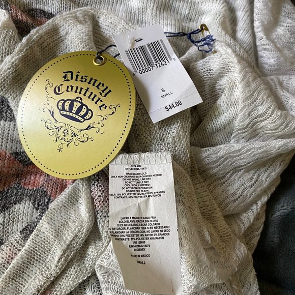 Disney Couture sz S Long sleeve snow white sheer cropped sweater - Picture 6 of 8